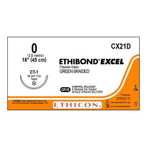 Ethicon Ethibond-Excel Sutures - SUTURE, ETHIBOND-EXCEL, GRN, 0, 8-18, CT, VA - CX21D