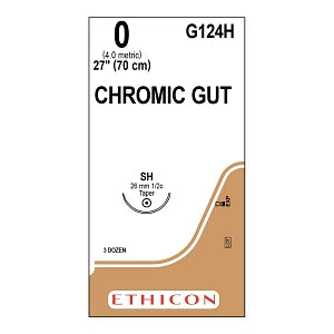 Ethicon Surgical Chromic Gut Sutures - SUTURE, 0 27 CHROMIC GUT SH, VA - G124H