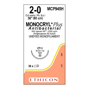 Ethicon Monocryl Plus Undyed Poliglecaprone 25 Sutures - SUTURE, MONOCRYL PLUS UD 20 36 CT1, VA - MCP945H