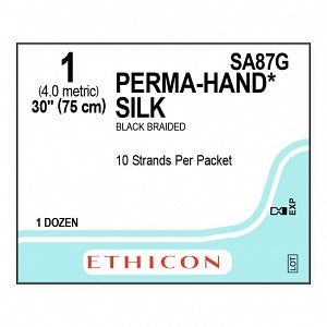 Ethicon Perma-Hand Black Silk Sutures - SUTURE, PERMA-HAND, 1, 10-30, BLK, BRAIDED, VA - SA87G