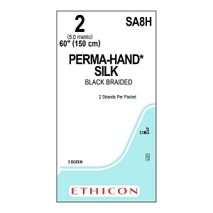 Ethicon Perma-Hand Black Silk Sutures - SUTURE, PERMA-HAND, 2, 2-60, BLK, BRAIDED, VA - SA8H