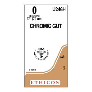 Ethicon Surgical Chromic Gut Sutures - SUTURE, 0 27 CHROMIC GUT, UR-5, VA - U246H