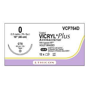 Ethicon Vicryl Plus Sutures - SUTURE, VICRYL PLUS VL BR 0, 818, VA - VCP764D