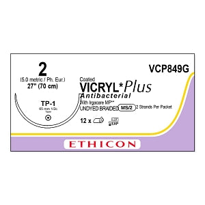 Ethicon Vicryl Plus Sutures - SUTURE, VICRYL PLUS VL BR 2, 2-27, VA - VCP849G