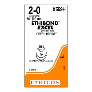 Ethicon Ethibond-Excel Sutures - SUTURE, ETHIBOND-EXCEL, GRN, 2/0, 36, SH-2, VA - X559H