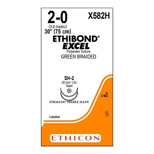 Ethicon Ethibond-Excel Sutures - SUTURE, ETHIBOND-EXCEL, GRN, 2/0, 30, SH-2, VA - X582H