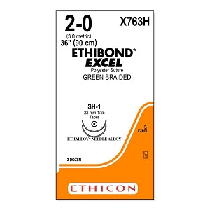 Ethicon Ethibond-Excel Sutures - SUTURE, ETHIBOND-EXCEL, GRN, 2/0, 36, SH-1, VA - X763H