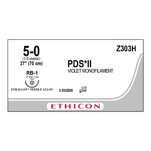 Ethicon PDS II Violet Sutures - SUTURE, 5/0 27 PDS II VIO MONO RB, VA - Z303H