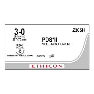 Ethicon PDS II Violet Sutures - SUTURE, 3/0 27 PDS II VIO MONO RB, VA - Z305H