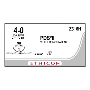 Ethicon PDS II Violet Sutures - SUTURE, 4/0 27 PDS II VIO MONO SH, VA - Z315H