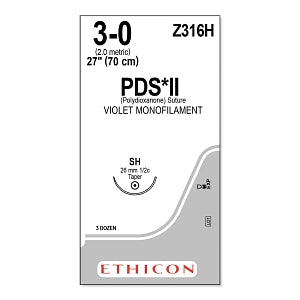 Ethicon PDS II Violet Sutures - SUTURE, 3/0 27 PDS II VIO MONO SH, VA - Z316H