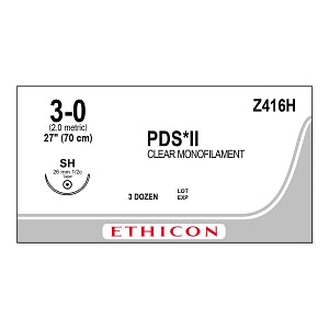 Ethicon PDS II Undyed Monofilament Suture - SUTURE, 3/0 27 PDS II CLR MONO SH, VA - Z416H