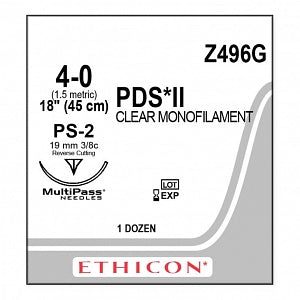 Ethicon PDS II Undyed Monofilament Suture - SUTURE, 4/0 18 PDS II CLR MONO PS, VA - Z496G