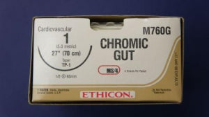 Ethicon Micropoint Spatula Chromic Gut Absorbable Sutures - Chromic Gut Absorbable Suture, Blunt Point, Size 7/0, 18", TG140-8 Needle - 1797G