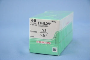 Ethicon Precision Cosmetic Ethilon Nonabsorbable Sutures - Ethilon Monofilament Suture, Black, 18", PC Size 4/0, Needle - 1964G