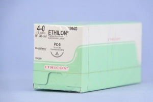 Ethicon Precision Cosmetic Ethilon Nonabsorbable Sutures - Pliabilized Monofilament Suture, Black, 18", Size 5/0, PC-5 Needle - 1994G