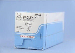 Ethicon Prolene Sutures with Hemo-Seal - PROLENE Polypropylene Monofilament Suture, Blue, BV130-5 Needle, Size 8-0, 5" - 2775G