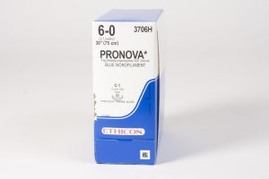 Ethicon Pronova Nonabsorbable Sutures - Pronova Blue Monofilament Suture with 13 mm 3/8 Circle C-1 Taper Point Needle, 30" L, Size 6-0 - 3706H