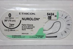 Ethicon Precision Cosmetic Nurolon Non-Absorbable Sutures - Nurolon Suture, Black, Size 6/0, 18", PC-1 Needle - 5666G