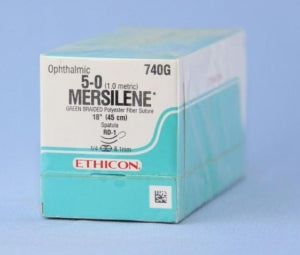 Ethicon Sabreloc Spatula Mersilene Nonabsorbable Suture - Mersilene Suture, 18" Green, RD-1 Needle, Size 5/0 - 740G