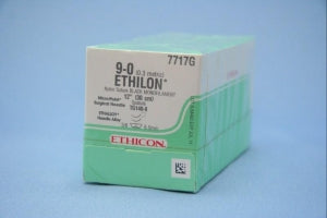 Ethicon Micropoint Spatula Ethilon Nonabsorbable Sutures - Ethilon Monofilament Suture, Black, 12", Size 9/0, TG140-8 Needle - 7717G