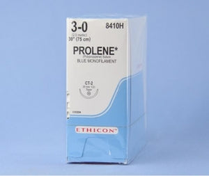 Ethicon Prolene Sutures with Hemo-Seal - PROLENE Polypropylene Monofilament Suture, Blue, CT-2 Needle, Size 3-0, 30" - 8410H