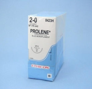 Ethicon Prolene Sutures with Hemo-Seal - PROLENE Polypropylene Monofilament Suture, Blue, CT-1 Needle, Size 2-0, 30" - 8423H