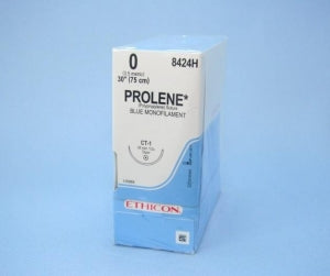 Ethicon Prolene Sutures with Hemo-Seal - PROLENE Polypropylene Monofilament Suture, Blue, CT-1 Needle, Size 0, 30" - 8424H