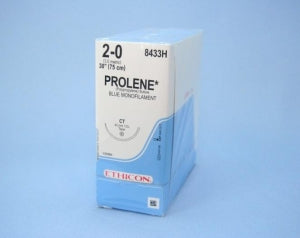 Ethicon Prolene Sutures with Hemo-Seal - PROLENE Polypropylene Monofilament Suture, Blue, CT Needle, Size 2-0, 30" - 8433H