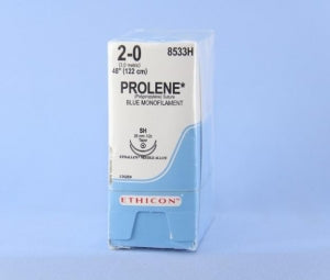 Ethicon Prolene Sutures with Hemo-Seal - PROLENE Polypropylene Monofilament Suture, Blue, Double-Armed, SH Needle, Size 2-0, 48" - 8533H