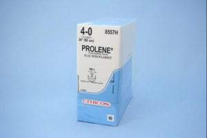 Ethicon Prolene Sutures with Hemo-Seal - PROLENE Polypropylene Monofilament Suture, Blue, Double-Armed, RB-1 Needle, Size 4-0, 36" - 8557H