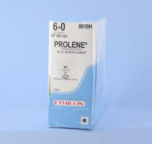 Ethicon Prolene Sutures with Hemo-Seal - PROLENE Polypropylene Monofilament Suture, Blue, Double-Armed, BV Needle, Size 6-0, 24" - 8610H