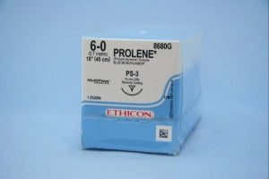 Ethicon Precision Point Prolene Nonabsorbable Sutures - Blue Single Armed Nonabsorbable Monofilament Prolene 6-0 PS-3 18" Suture - 8680G