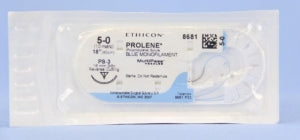 Ethicon Precision Point Prolene Nonabsorbable Sutures - Blue Single Armed Nonabsorbable Monofilament Prolene 5-0 PS-3 18" Suture - 8681G