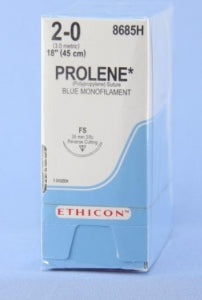 Ethicon Precision-Point, Reverse-Cutting Prolene Sutures - Blue Prolene 2-0 FS 18" Suture - 8685H