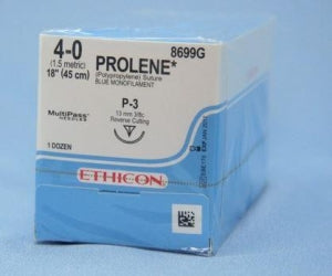 Ethicon Precision Point Prolene Nonabsorbable Sutures - Blue Nonabsorbable Prolene 4-0 P-3 18" Suture - 8699G