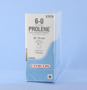 Ethicon Tapercut Prolene Non-Absorbable Sutures - SUTURE, PROLENE, MONO, BLUE, 6/0, 30", CC-1 - 8707H