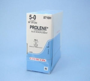 Ethicon Prolene Sutures with Hemo-Seal - PROLENE Polypropylene Monofilament Suture, Blue, Double-Armed, RB-2 Needle, Size 5-0, 30" - 8710H