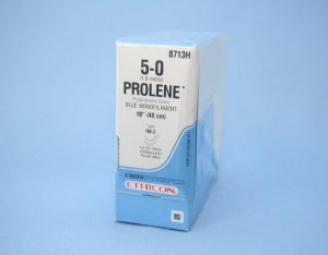 Ethicon Prolene Sutures with Hemo-Seal - PROLENE Polypropylene Monofilament Suture, Blue, Double-Armed, RB-2 Needle, Size 5-0, 18" - 8713H