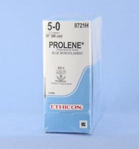 Ethicon Tapercut Prolene Non-Absorbable Sutures - SUTURE, PROLENE, MONO, BLUE, 5/0, 36", CC-1 - 8721H