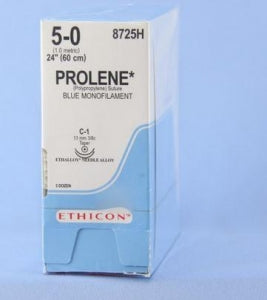 Ethicon Prolene Sutures with Hemo-Seal - PROLENE Polypropylene Monofilament Suture, Blue, Double-Armed, C-1 Needle, Size 5-0, 24" - 8725H