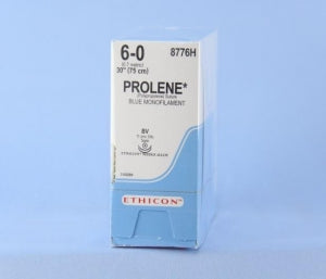 Ethicon Prolene Sutures with Hemo-Seal - PROLENE Polypropylene Monofilament Suture, Blue, Double-Armed, BV Needle, Size 6-0, 30" - 8776H