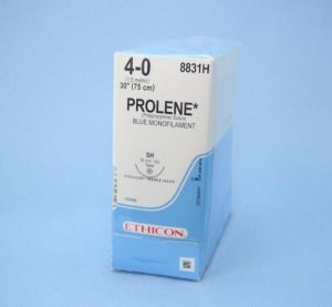 Ethicon Prolene Sutures with Hemo-Seal - PROLENE Polypropylene Monofilament Suture, Blue, SH Needle, Size 4-0, 30" - 8831H