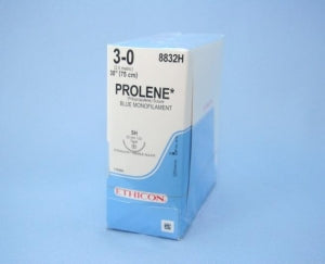 Ethicon Prolene Sutures with Hemo-Seal - PROLENE Polypropylene Monofilament Suture, Blue, SH Needle, Size 3-0, 30" - 8832H