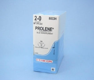 Ethicon Prolene Sutures with Hemo-Seal - PROLENE Polypropylene Monofilament Suture, Blue, SH Needle, Size 2-0, 30" - 8833H