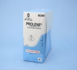 Ethicon Prolene Sutures with Hemo-Seal - PROLENE Polypropylene Monofilament Suture, Blue, SH Needle, Size 0, 30" - 8834H