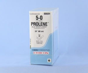 Ethicon Prolene Sutures with Hemo-Seal - PROLENE Polypropylene Monofilament Suture, Blue, Double-Armed, BB Needle, Size 5-0, 24" - 8860H