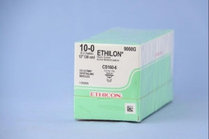 Ethicon Ultima Spatula Ethilon Sutures - Ethilon Monofilament Suture, Black, 12", Size 10/0, CS160-6 Needle - 9000G