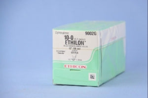 Ethicon Ultima Spatula Ethilon Sutures - Ethilon Monofilament Suture, Black, 12", Size 10/0, CS175-6 Needle - 9002G