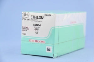 Ethicon Ultima Spatula Ethilon Sutures - Ethilon Monofilament Suture, Black, 12", Size 10/0, CS140-6 Needle - 9003G